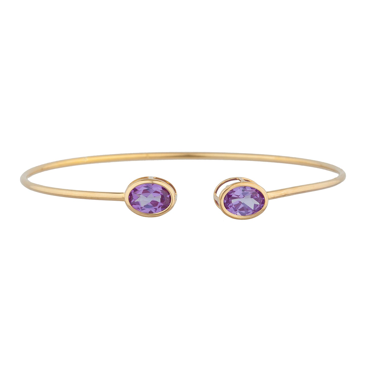 14Kt Gold Alexandrite Oval Bezel Bangle Bracelet