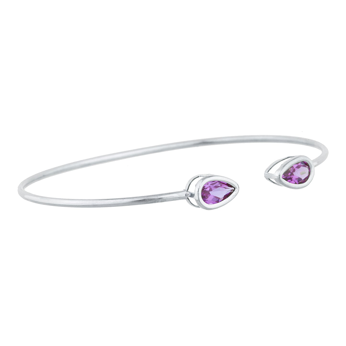 2 Ct Alexandrite Pear Bezel Bangle Bracelet .925 Sterling Silver