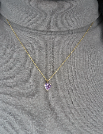 14Kt Gold Pink Sapphire Heart Pendant Necklace