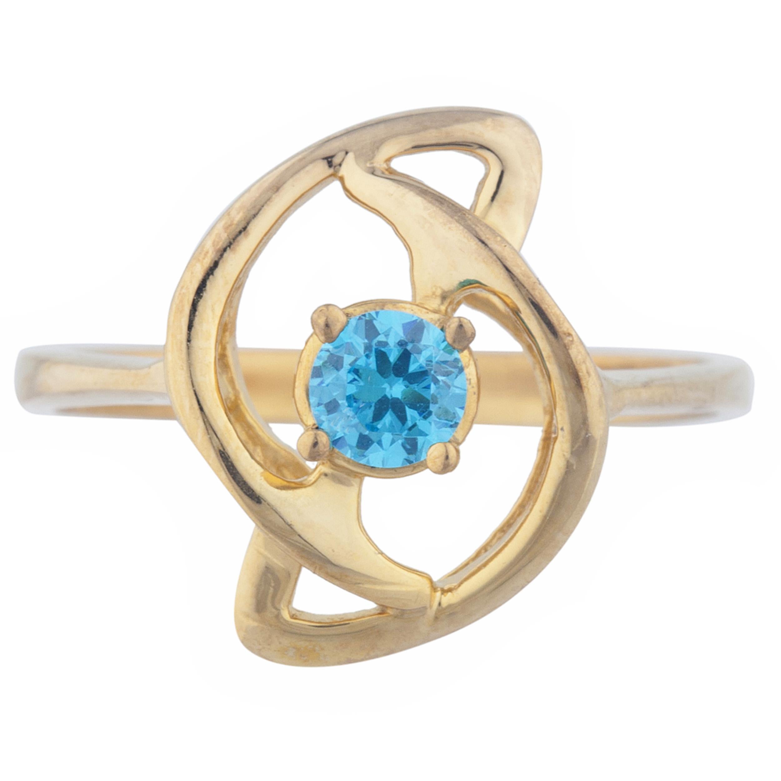 14Kt Gold Swiss Blue Topaz Infinity Design Ring