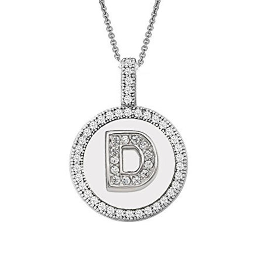 Letter D Micro Pave Initial CZ Pendant .925 Sterling Silver