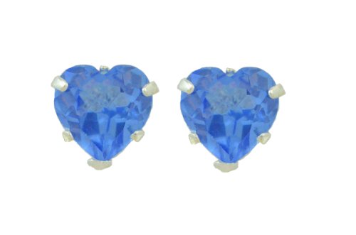 14Kt White Gold Tanzanite Heart Stud Earrings