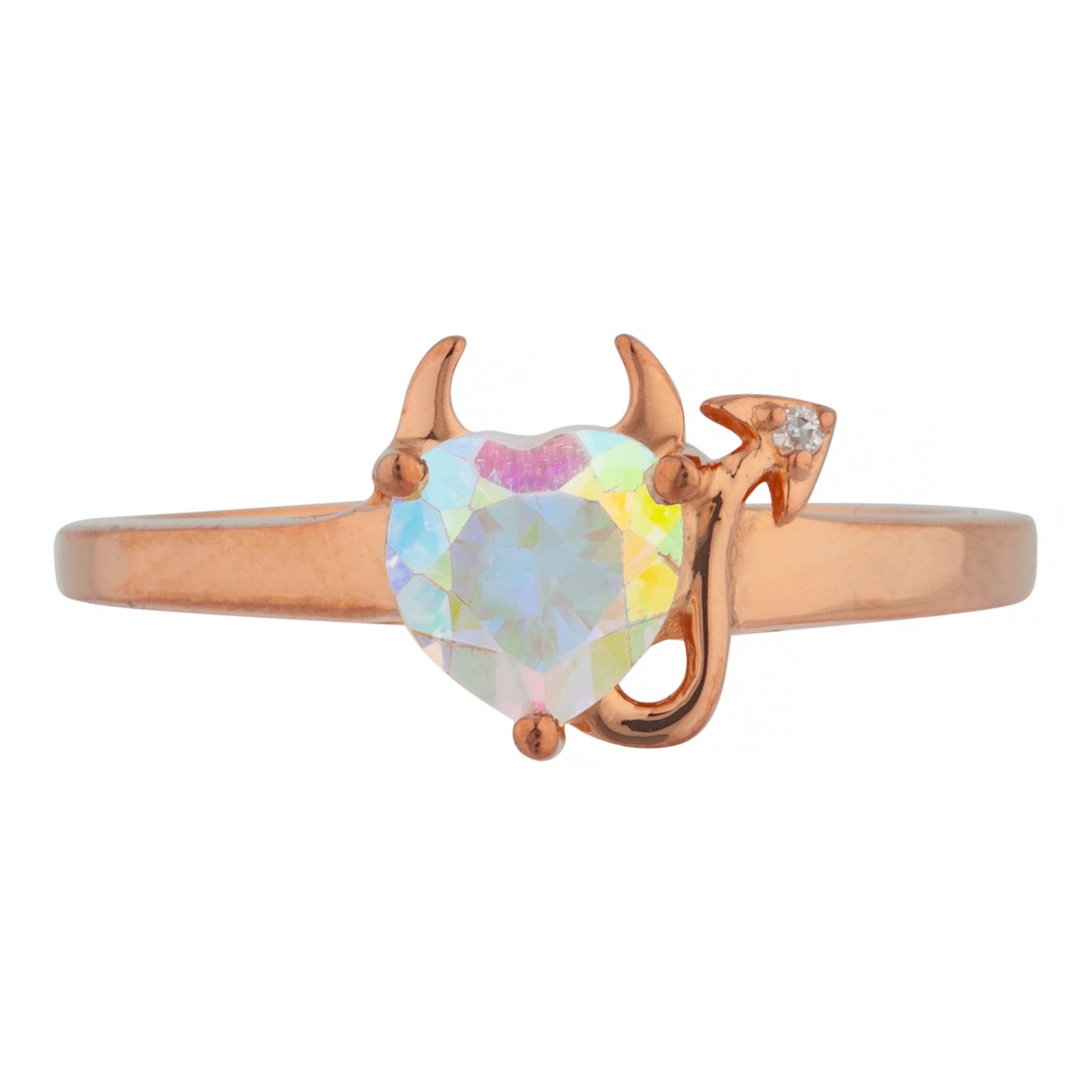 Natural Mercury Mist Mystic Topaz & Diamond Devil Heart Ring 14Kt Yellow Gold Rose Gold Silver