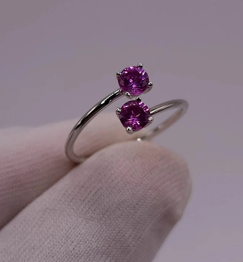 14Kt Gold 2 Stone Pink Sapphire Ring