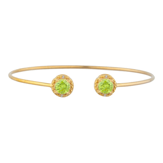 14Kt Gold Peridot & Diamond Round Bangle Bracelet