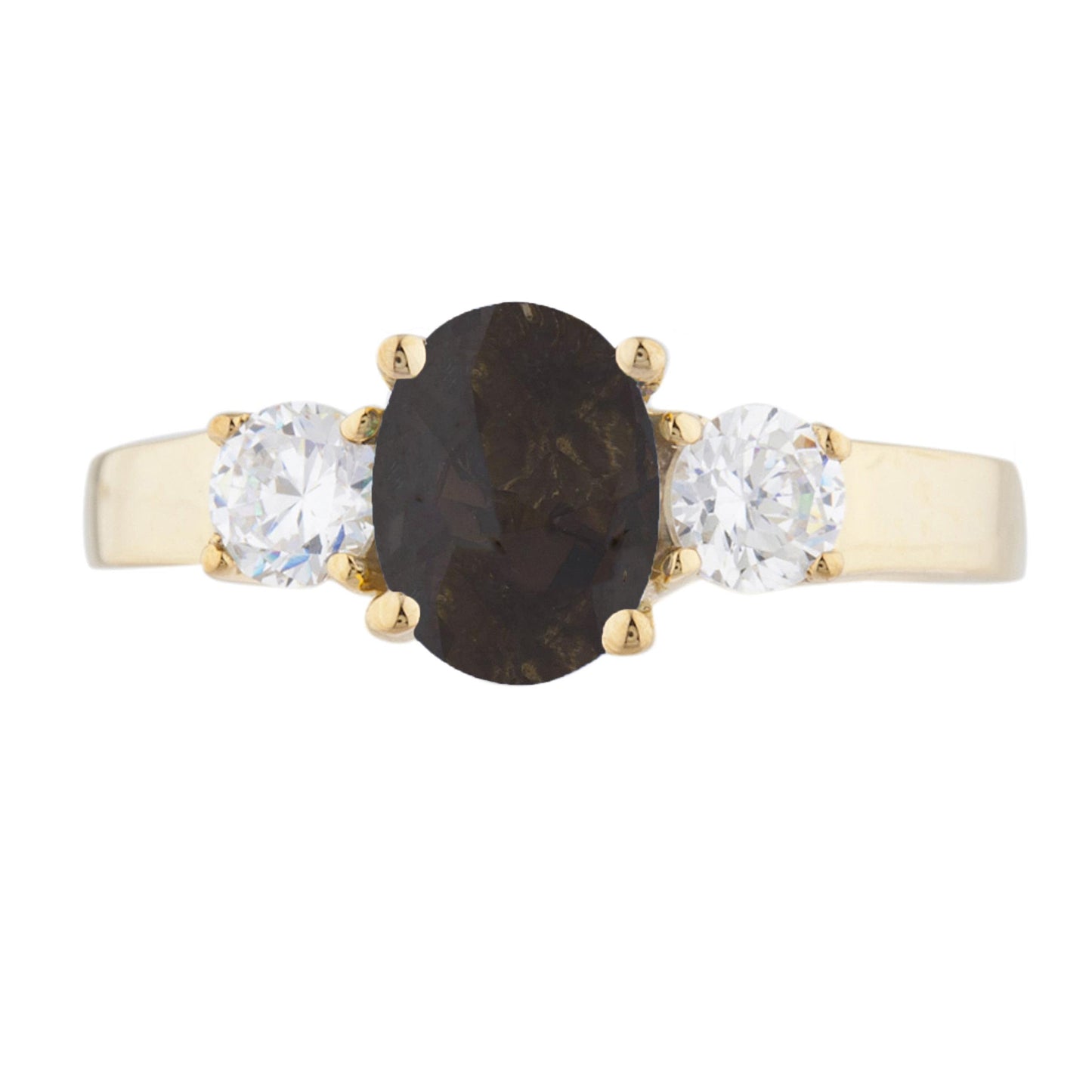 14Kt Gold 2 Ct Genuine Smoky Topaz & Zirconia Oval Ring