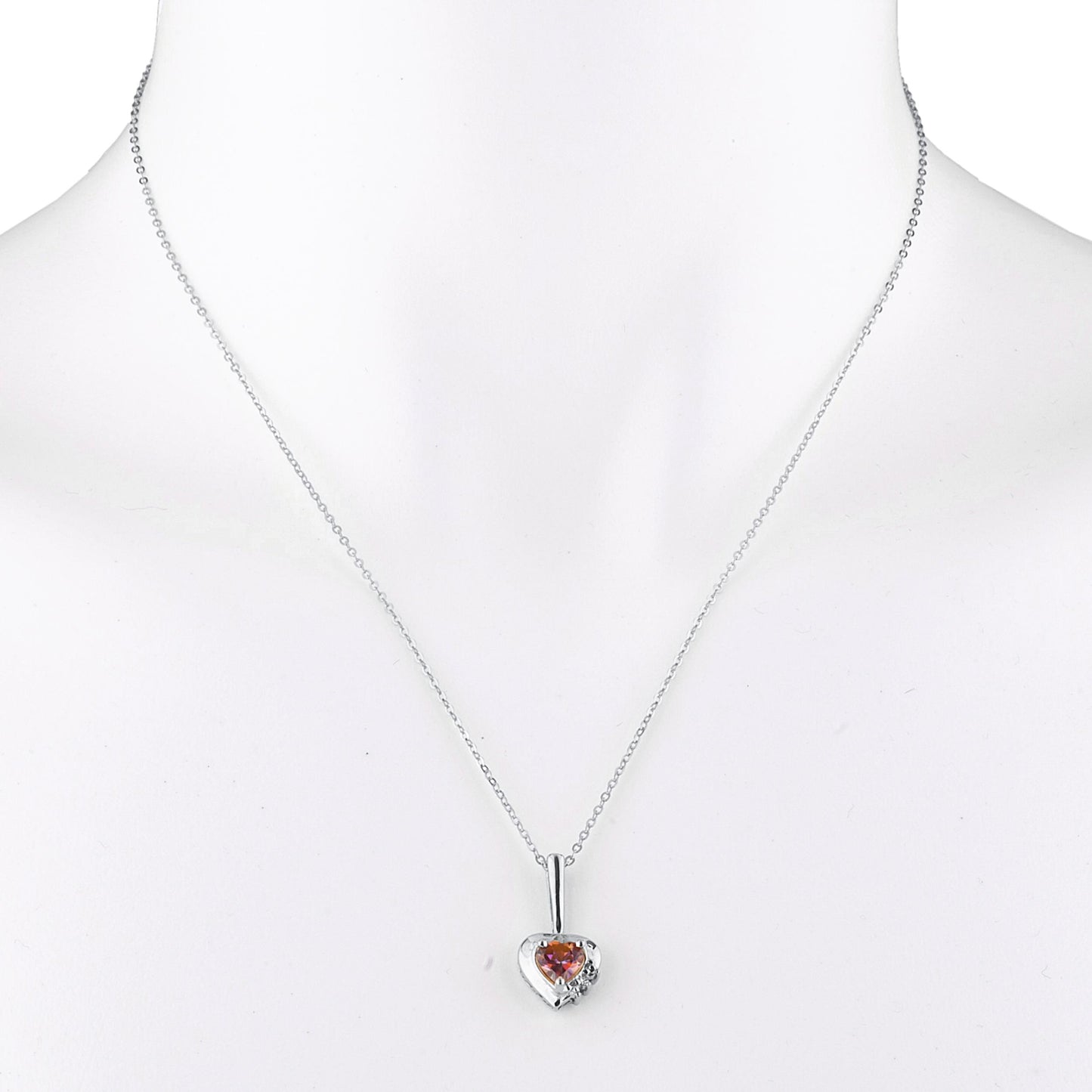 14Kt Gold Natural Ecstasy Mystic Topaz & Diamond Heart Design Pendant Necklace