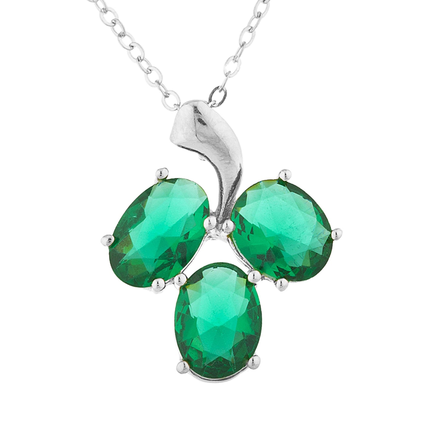 4.5 Ct Emerald Oval Design Pendant .925 Sterling Silver