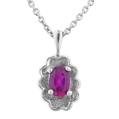 0.50 Ct Created Ruby Oval Design Pendant .925 Sterling Silver