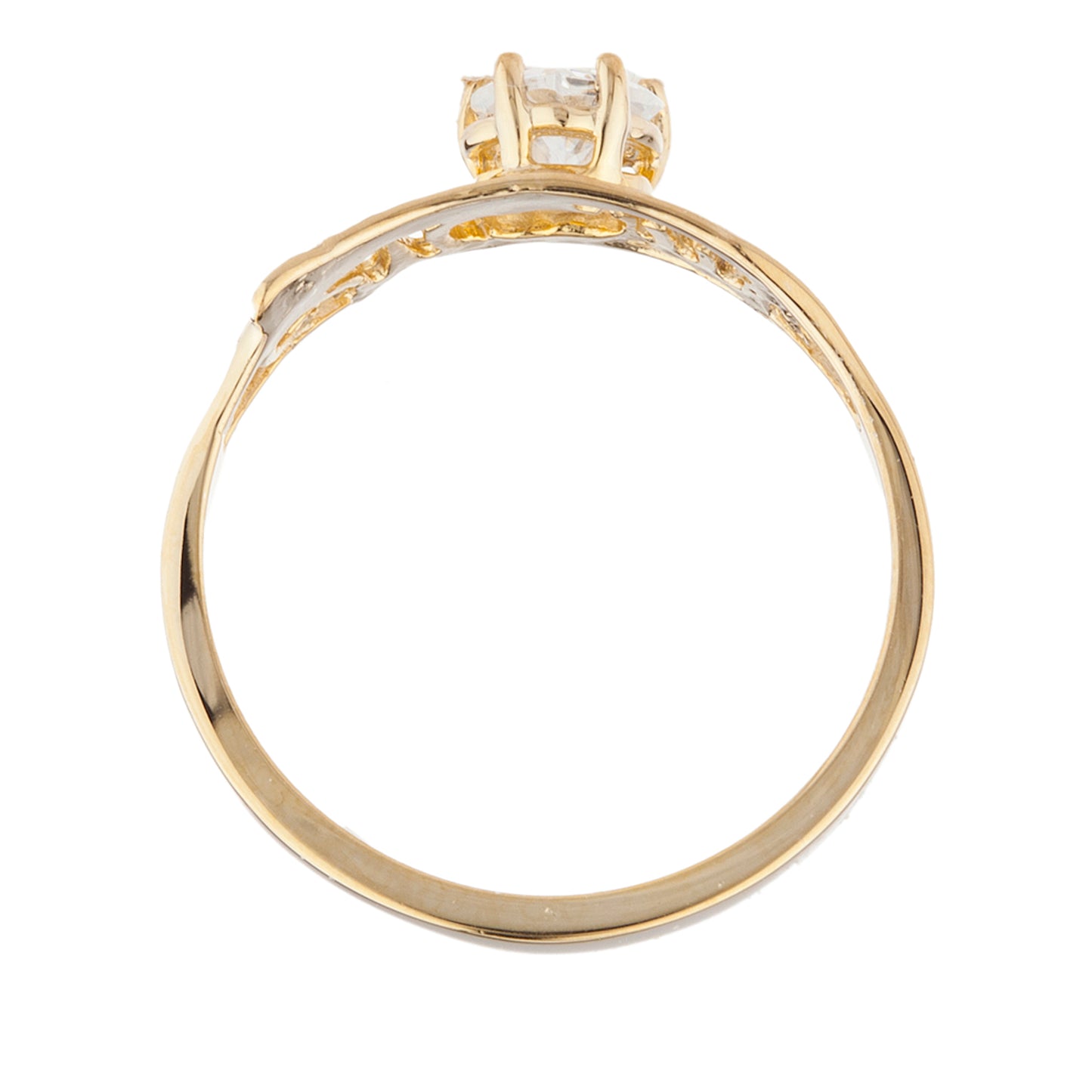 14Kt Gold Zirconia & Diamond Heart Mom Ring