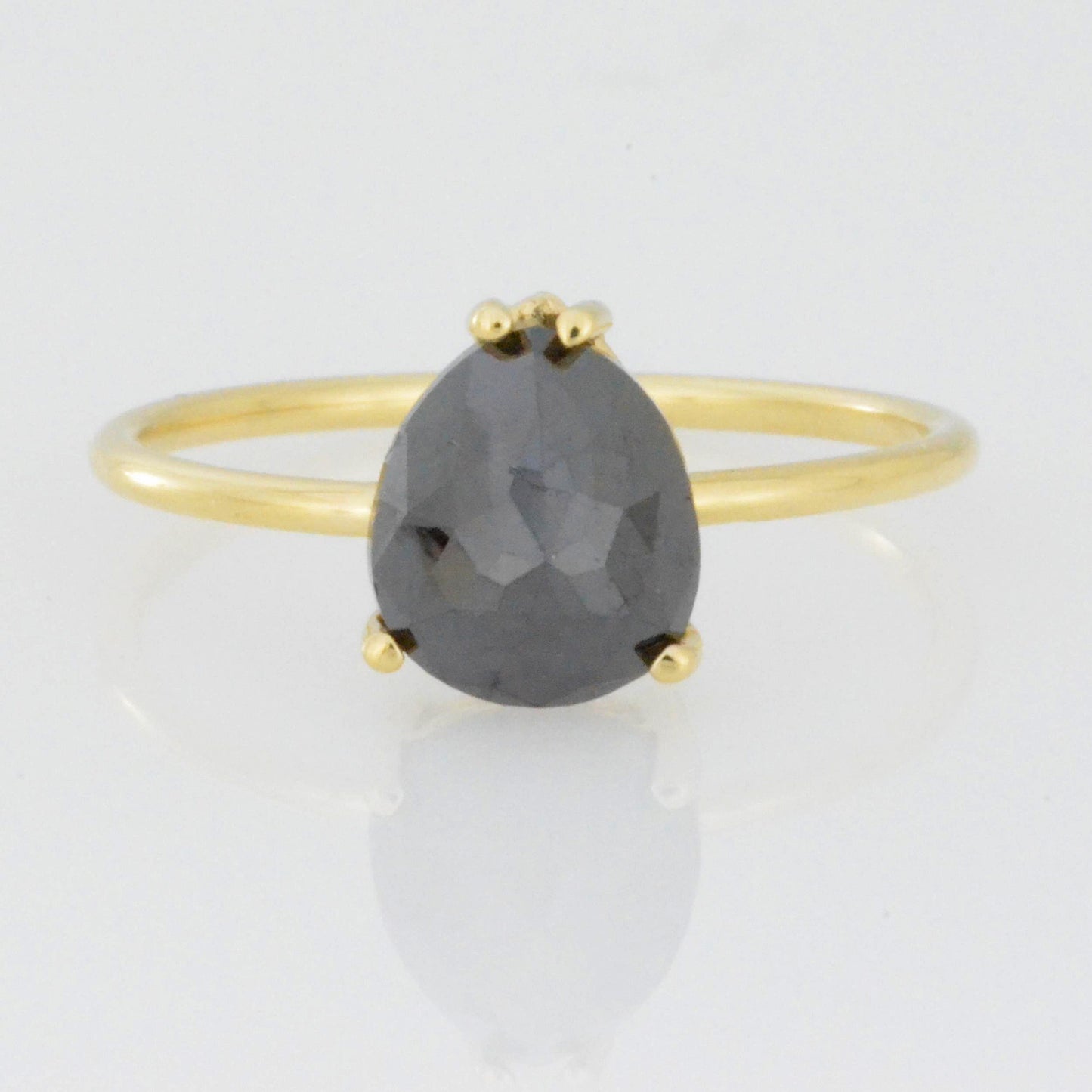 14Kt Gold 2 Ct Natural Rose Cut Black Diamond Ring