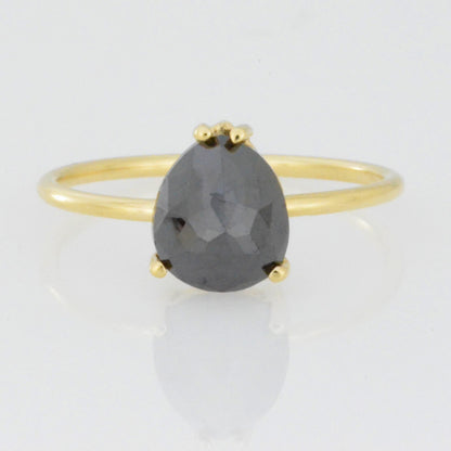 14Kt Gold 2 Ct Natural Rose Cut Black Diamond Ring