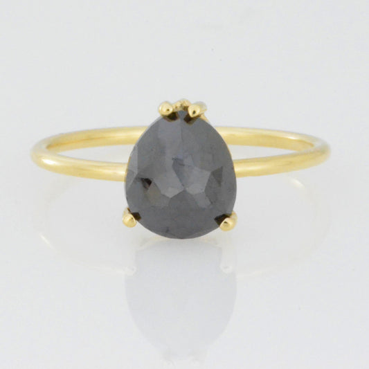 14Kt Gold 2 Ct Natural Rose Cut Black Diamond Ring