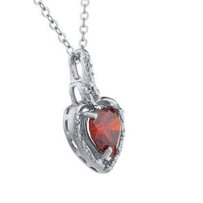 1.5 Ct Garnet Heart Design Pendant .925 Sterling Silver