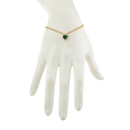 14Kt Yellow Gold Plated Emerald & Diamond Devil Heart Bracelet