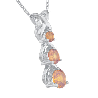 Orange Citrine Round Past Present Future Pendant .925 Sterling Silver