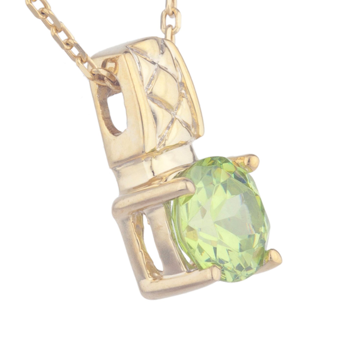 14Kt Yellow Gold Plated Peridot Round Design Pendant