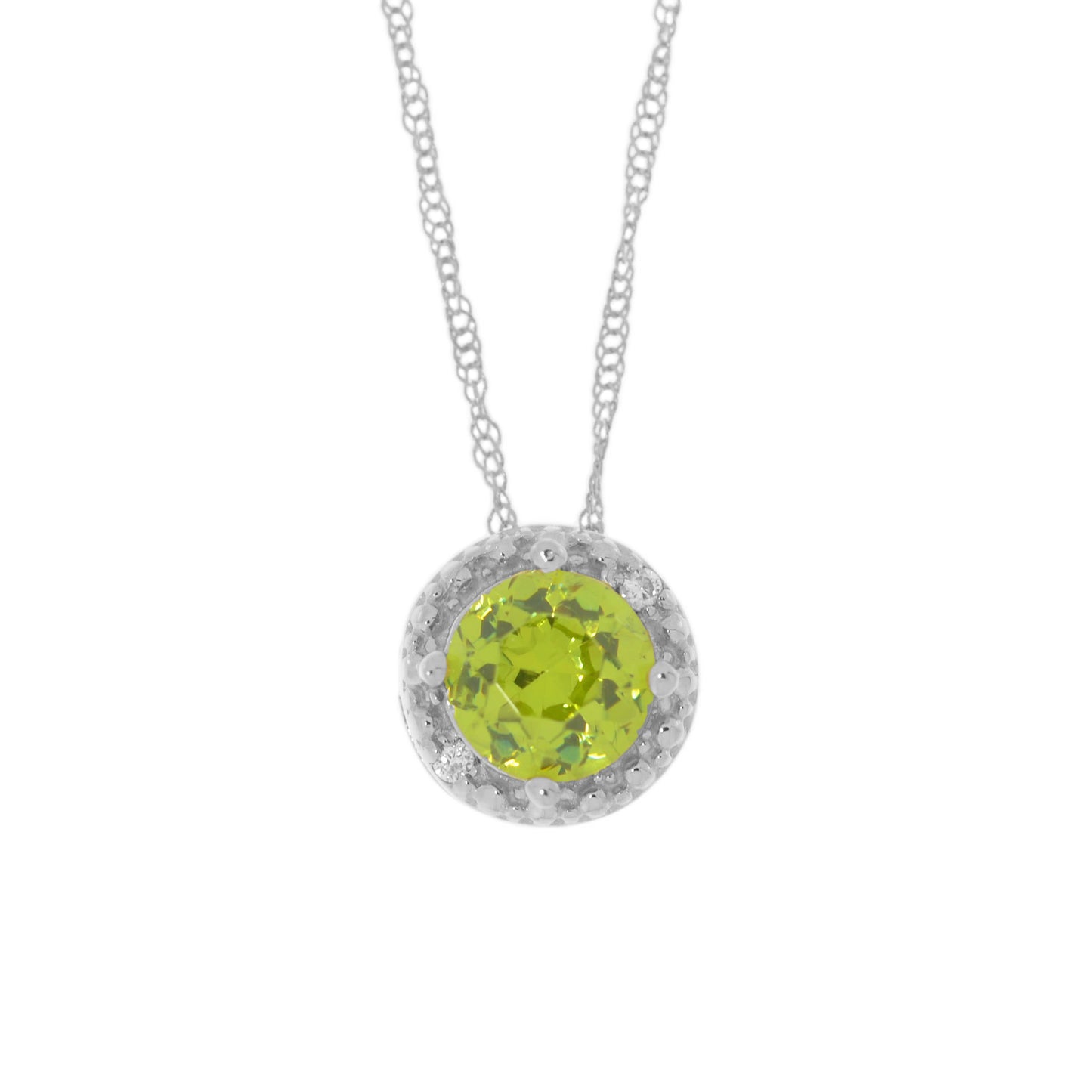 14Kt Gold Peridot & Diamond Pendant Necklace