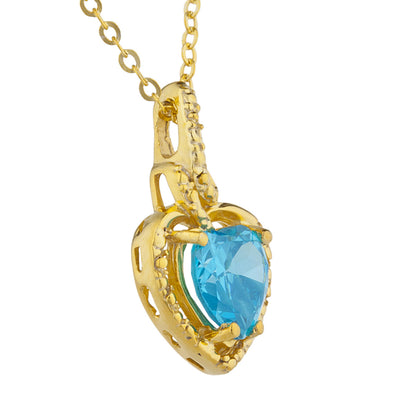 14Kt Yellow Gold Plated Swiss Blue Topaz Heart Design Pendant