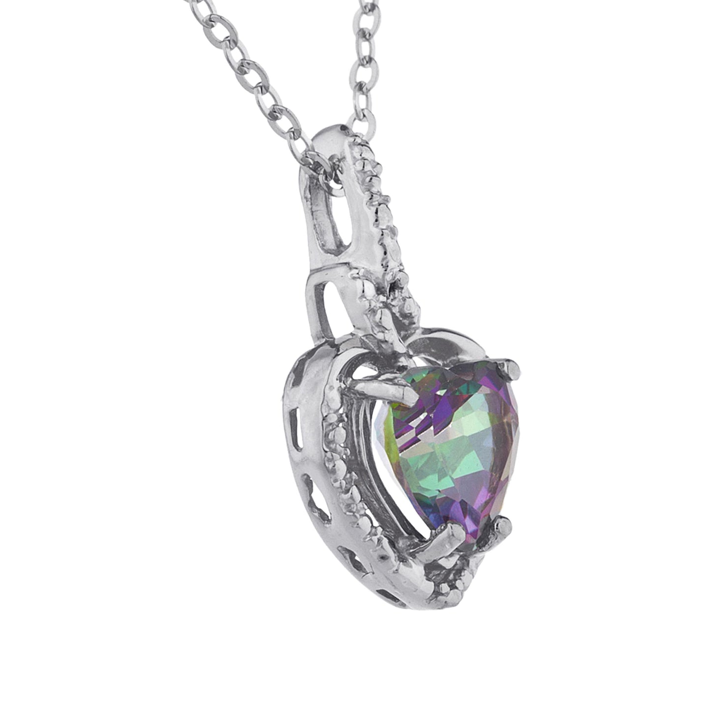 1.5 Ct Natural Mystic Topaz Heart Design Pendant .925 Sterling Silver