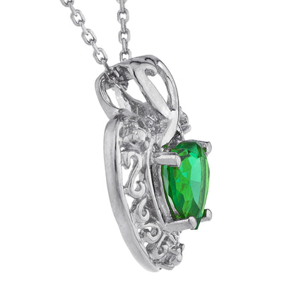 1.5 Ct Emerald Heart Design Pendant .925 Sterling Silver