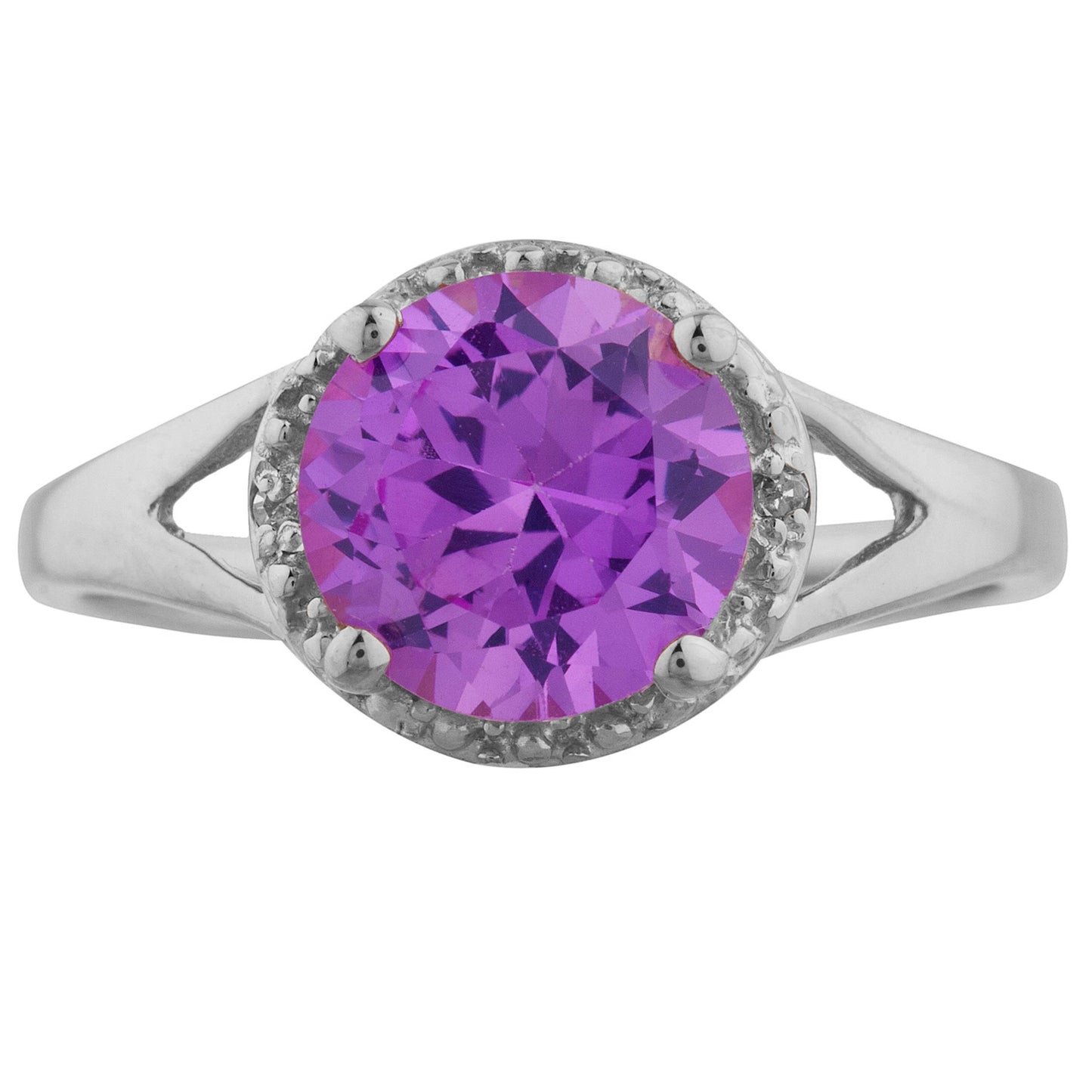 14Kt Gold 2 Ct Pink Sapphire & Diamond Halo Design Round Ring