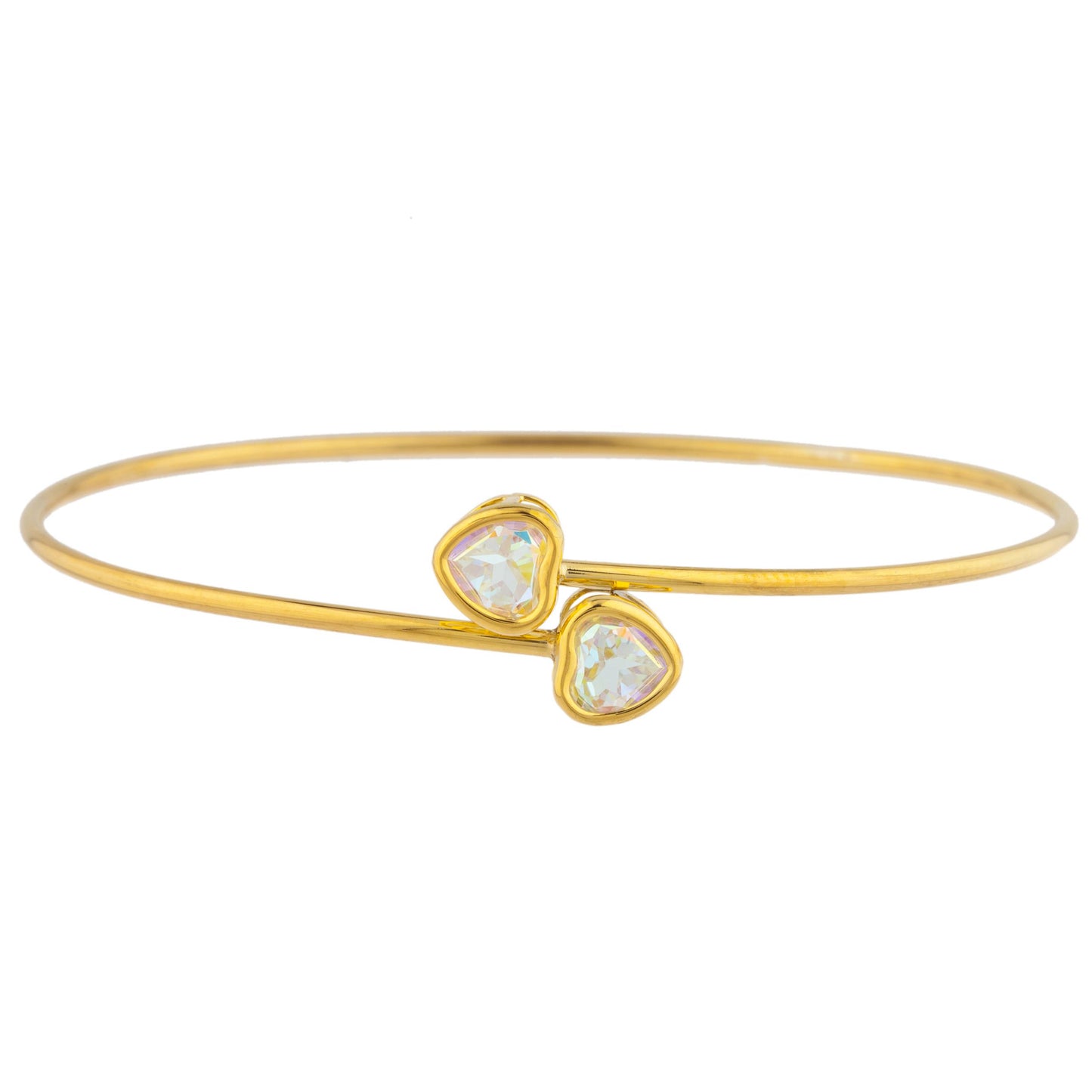 14Kt Gold Natural Mercury Mist Mystic Topaz Heart Bezel Bangle Bracelet