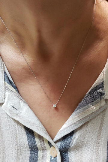 14Kt Gold 0.25 Ct Lab Created Diamond Pendant Necklace