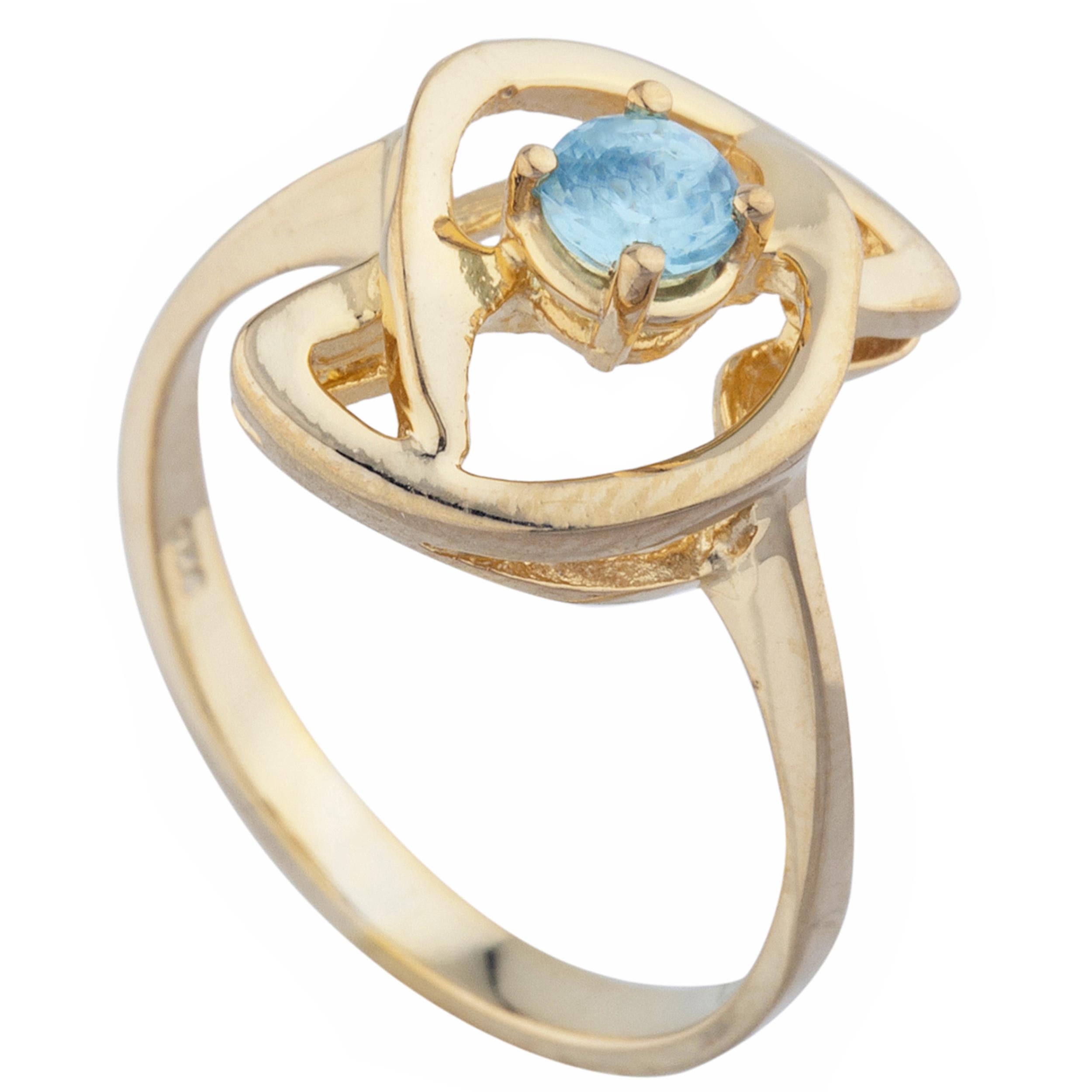 14Kt Gold Blue Topaz Infinity Design Ring