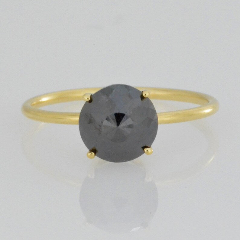 14Kt Gold 1.54 Ct Rose Cut Black Diamond Ring