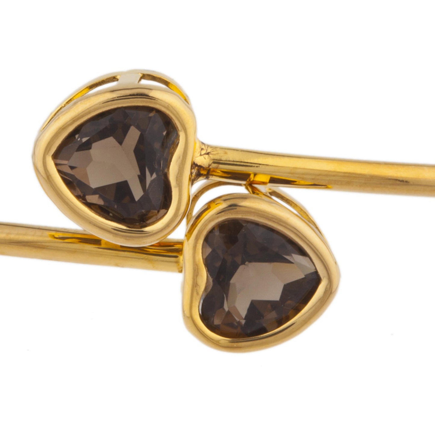 14Kt Yellow Gold Plated Genuine Smoky Topaz Heart Bezel Bangle Bracelet