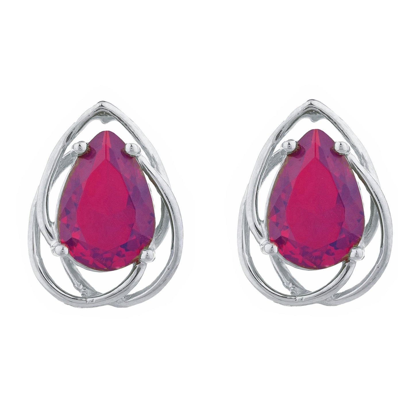 4 Ct Garnet Pear Teardrop Design Stud Earrings .925 Sterling Silver