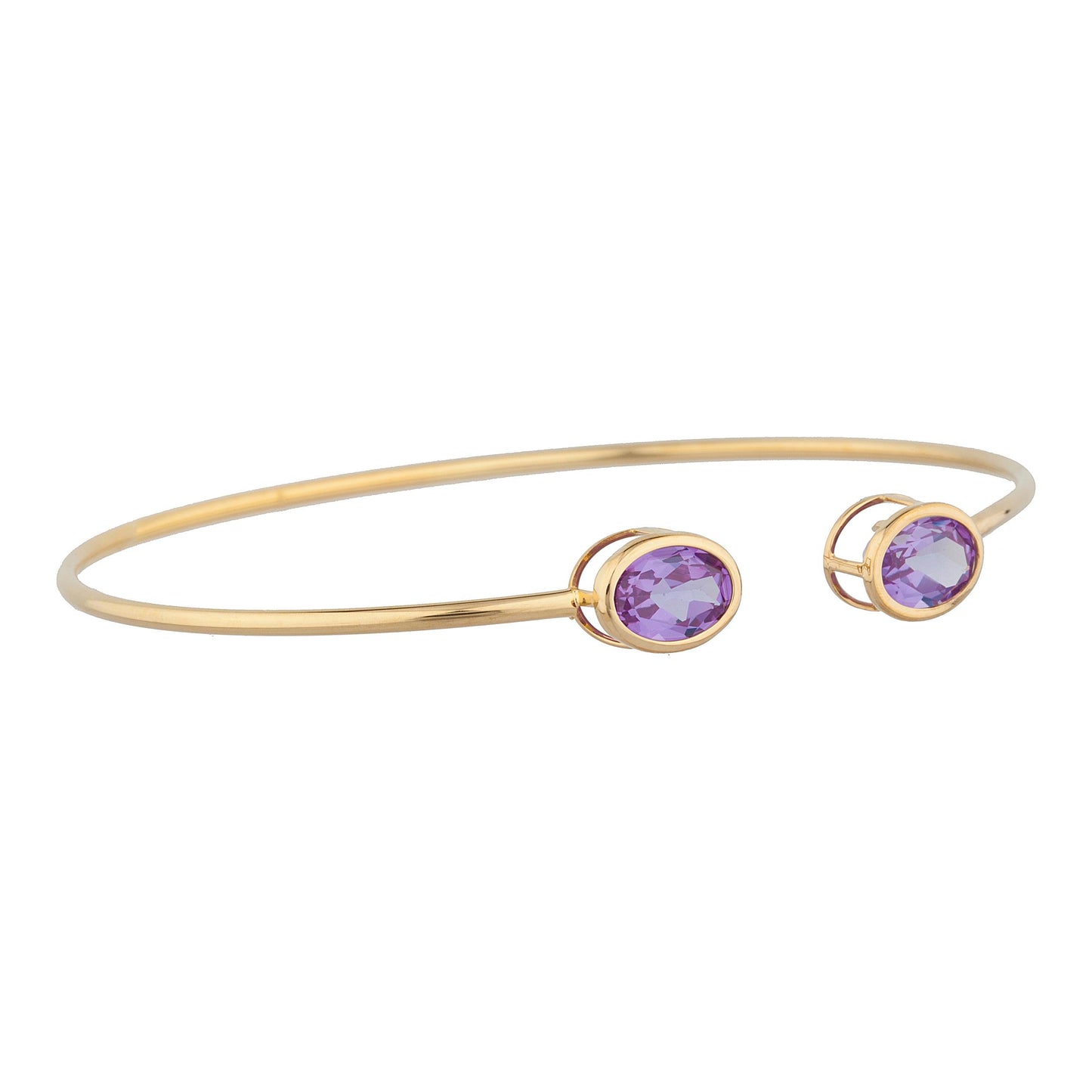 14Kt Gold Alexandrite Oval Bezel Bangle Bracelet