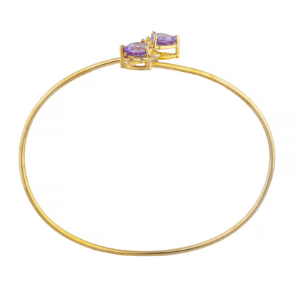 14Kt Gold Alexandrite & Diamond Devil Heart Bangle Bracelet