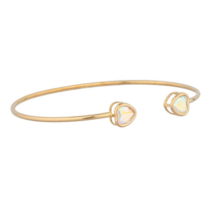 14Kt Yellow Gold Plated Natural Mercury Mist Mystic Topaz Heart Bezel Bangle Bracelet