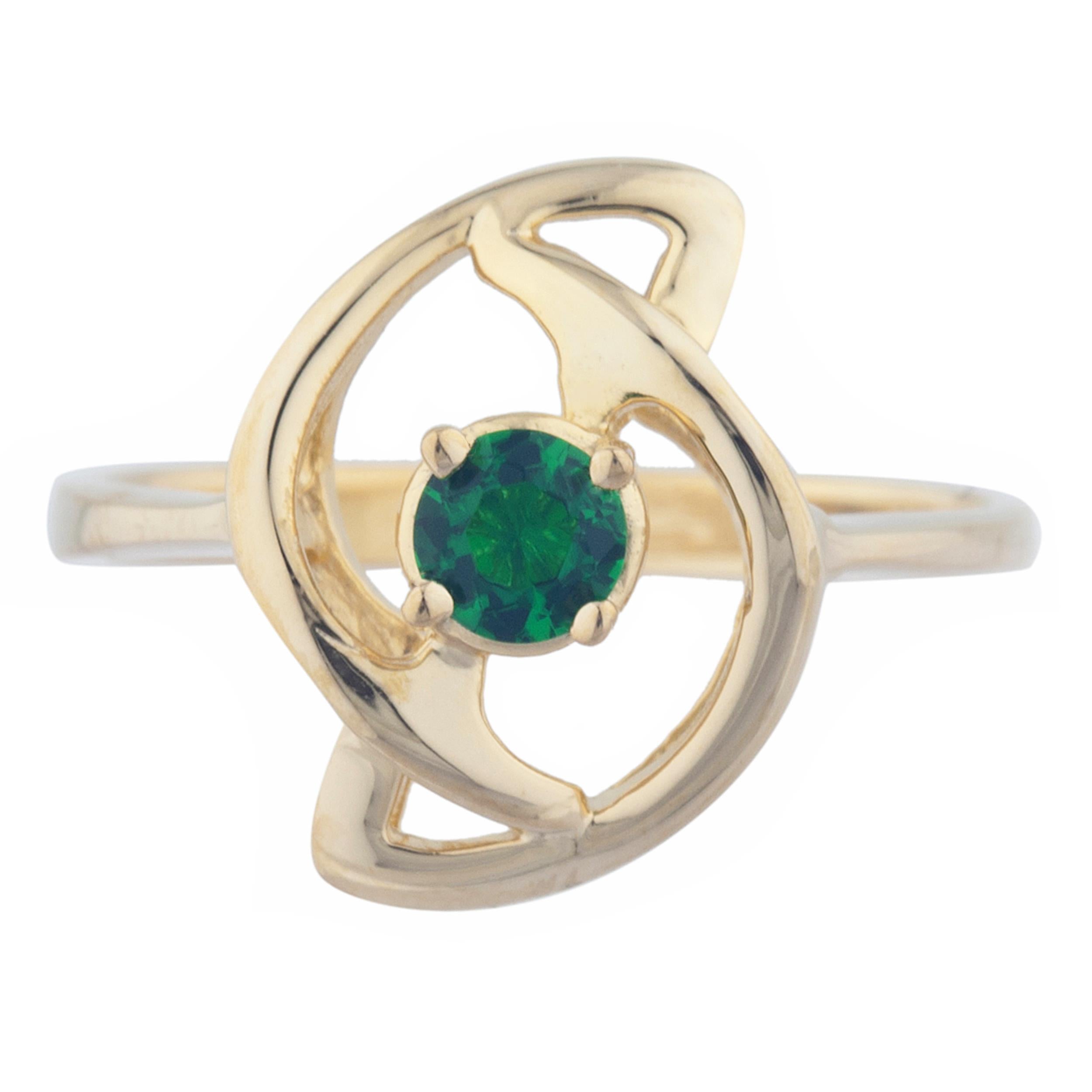 14Kt Gold Emerald Infinity Design Ring