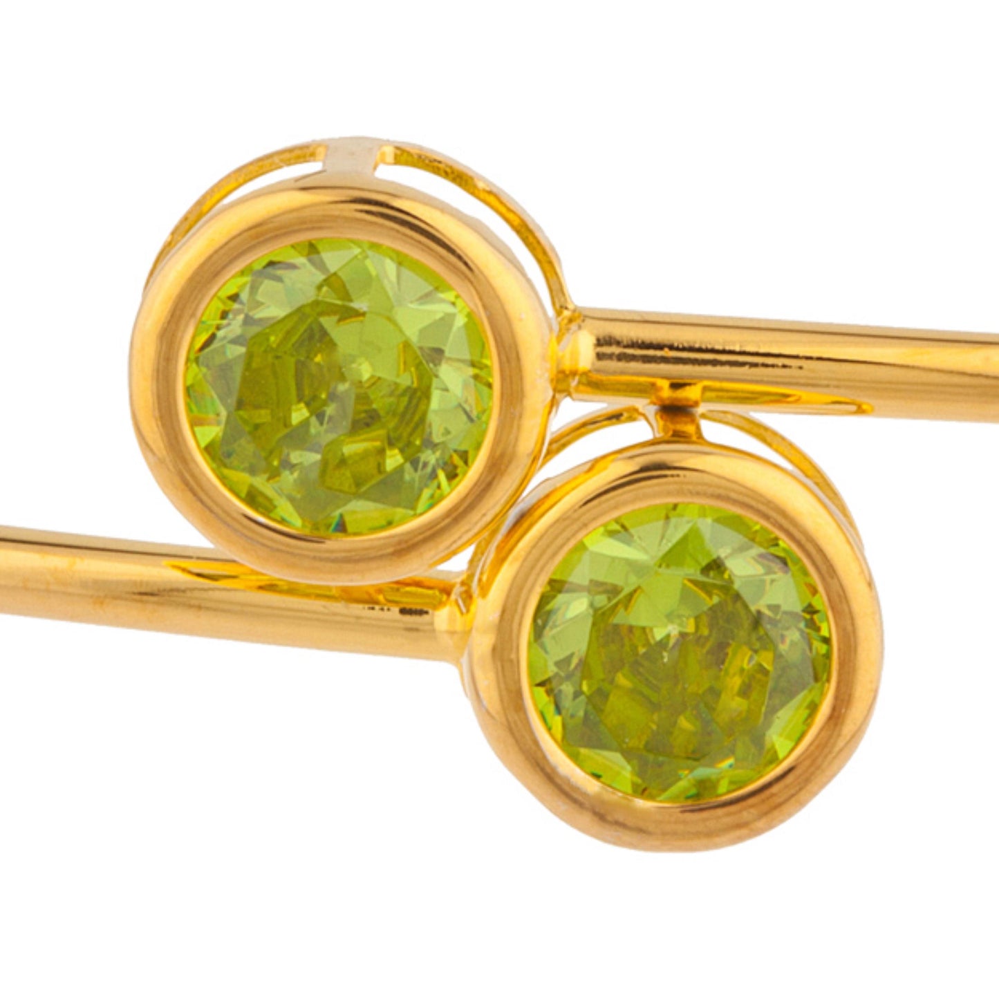 14Kt Yellow Gold Plated Peridot Round Bezel Bangle Bracelet