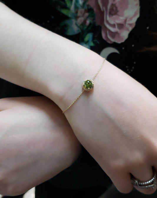 14Kt Gold Peridot & Diamond Round Bracelet