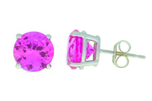 4 Ct Pink Sapphire Round Stud Earrings .925 Sterling Silver