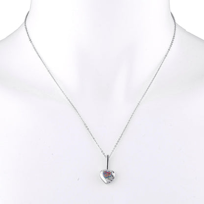 14Kt Gold Black Opal & Diamond Heart Design Pendant Necklace