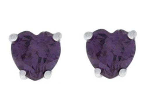 2 Ct Alexandrite Heart Stud Earrings 14Kt White Gold