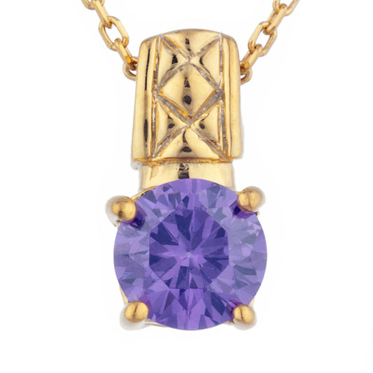 14Kt Yellow Gold Plated Alexandrite Round Design Pendant