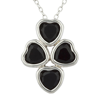 Genuine Black Onyx Heart Bezel Pendant .925 Sterling Silver