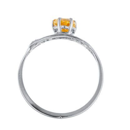 14Kt Gold Yellow Citrine & Diamond Heart Mom Ring