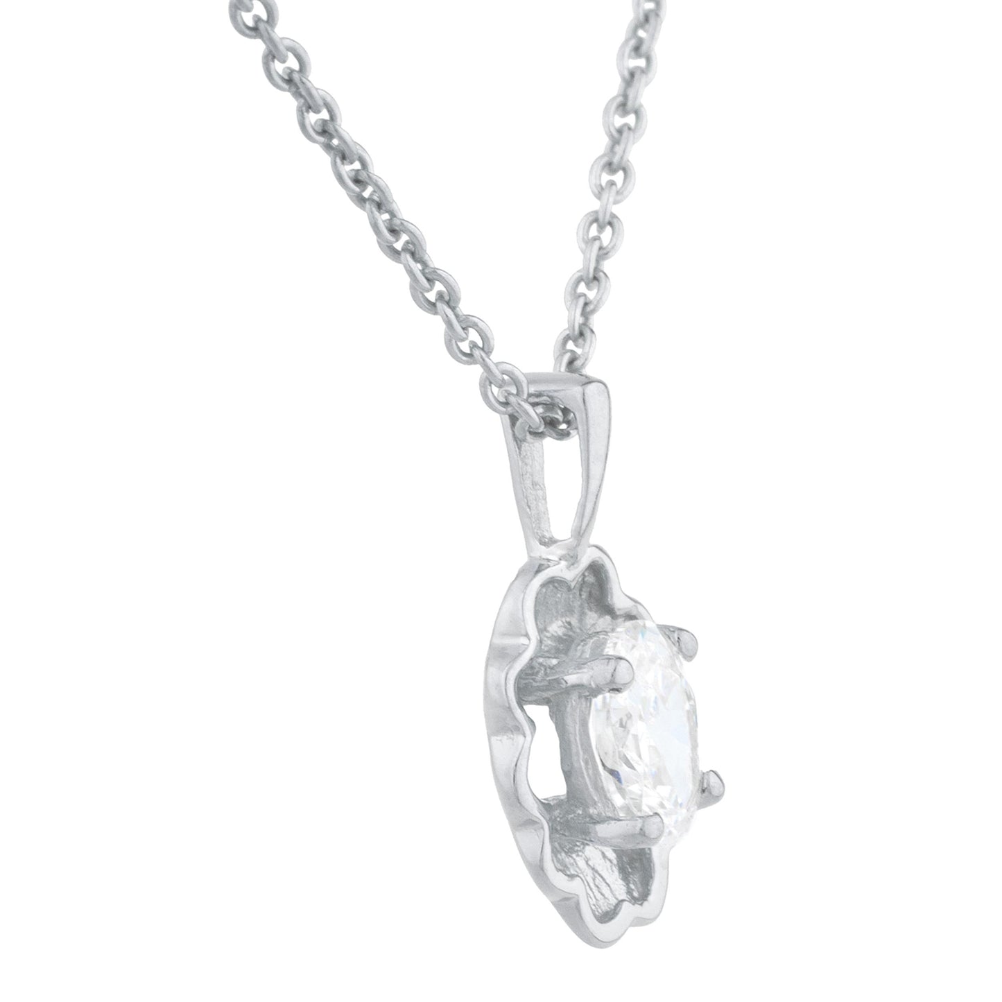 0.50 Ct White Sapphire Oval Design Pendant .925 Sterling Silver