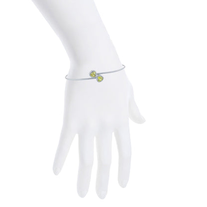 2 Ct Peridot Heart Bezel Bangle Bracelet .925 Sterling Silver