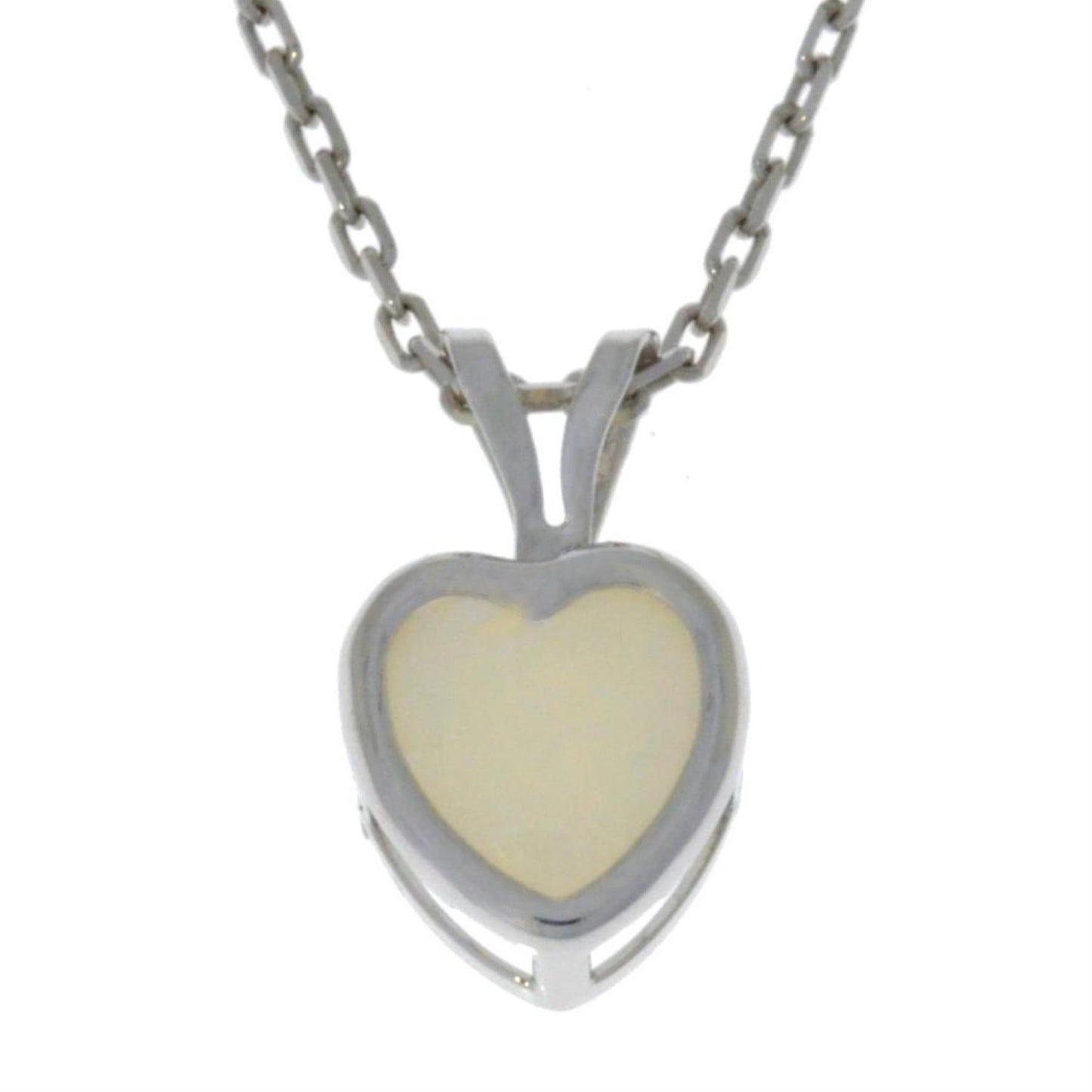 14Kt Gold Genuine Opal Heart Bezel Pendant Necklace