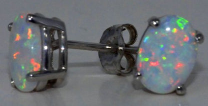 Opal Oval Stud Earrings .925 Sterling Silver