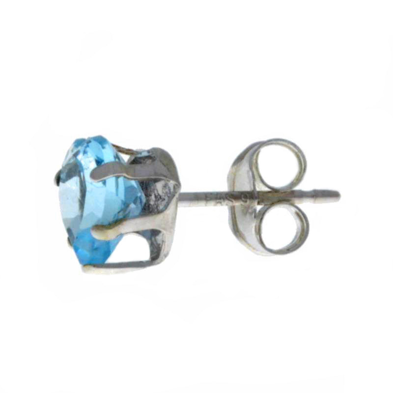 14Kt White Gold Blue Topaz Heart Stud Earrings