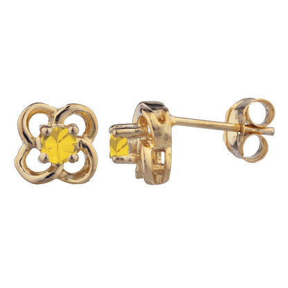 14Kt Gold Yellow Citrine Love Knot Stud Earrings